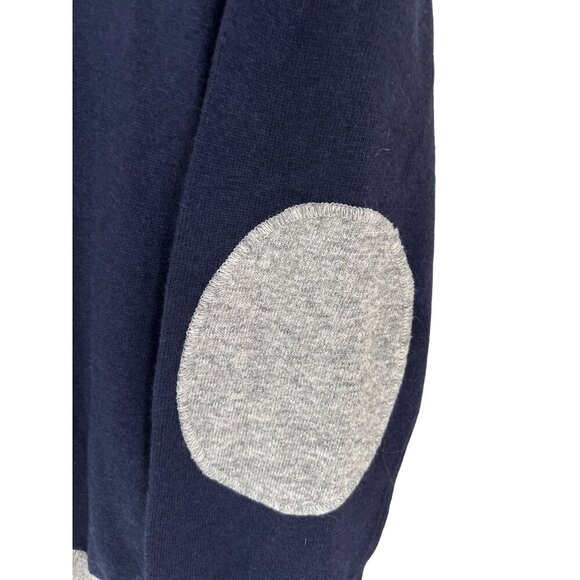 Made in Italy V-neck 100% Merino Wool Sweater Blue Elbow Patch Size Large - Picture 5 of 7